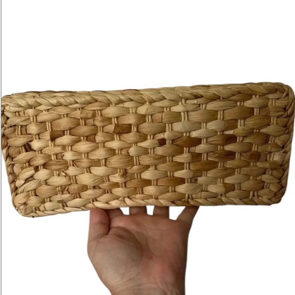 Bloomingdale’s straw bag purse pink patent embroidered beaded beach - Picture 3 of 8